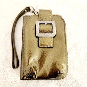 Boconi Wristlet Patent Leather Gold Wallet Buckle Pouch ID Credit Card Cash